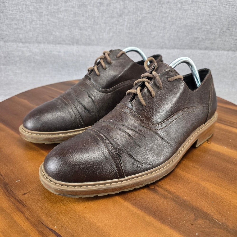 Perry Ellis Portfolio Mens Brown Cap Toe Oxford Dress Shoes PEFST14130B-2 Size 8 - Picture 2 of 16